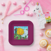 Tulp in Tuin Wijn Gekleurd Papier Bord (Feest)