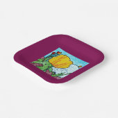 Tulp in Tuin Wijn Gekleurd Papier Bord (Gebogen)