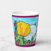 Tulp in Tuin Wijn Gekleurd Papieren Cup Papieren Bekers (Voorkant)