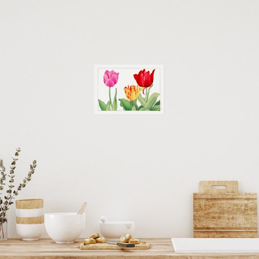 Tulp, Japanse houtblokkunst Poster (Keuken)