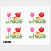 Tulp, Japanse houtblokkunst Rechthoekige Sticker (Vel)
