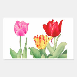 Tulp, Japanse houtblokkunst Rechthoekige Sticker