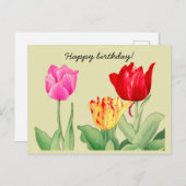 Tulp, Japanse houtsnede kunst, Gefeliciteerd met j Briefkaart (Voorkant / Achterkant)