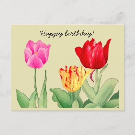 Tulp, Japanse houtsnede kunst, Gefeliciteerd met j Briefkaart (Voorkant)