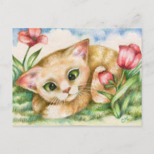 Tulp Kat - Kat Art Briefkaart