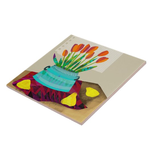 Tulp keramische keukentestopstelling tegeltje (Zijkant)