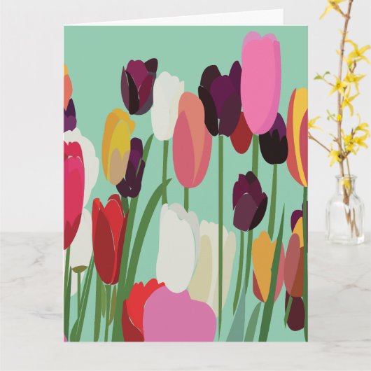 Tulp Kleurrijke Bloem Bloemen Tulp Groet Kaart (Gele Bloem)