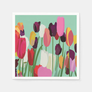 Tulp Kleurrijke Bloem Bloemstuk Tulp Feest Servet