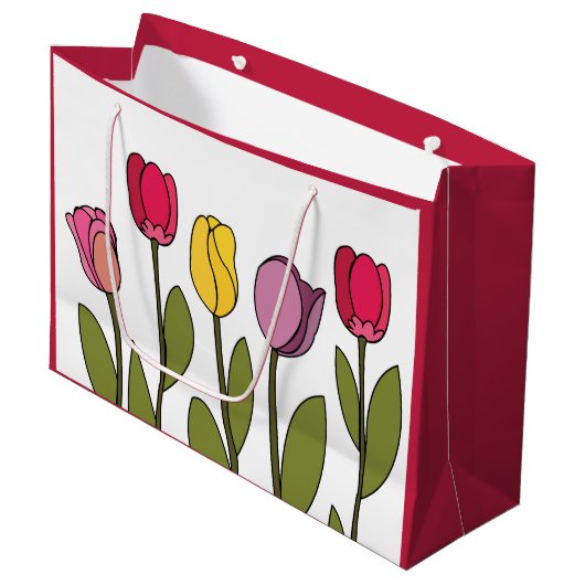 Tulp Kleurrijke Bloemen Tulp Groot Cadeauzakje (Voorkant Gekanteld)
