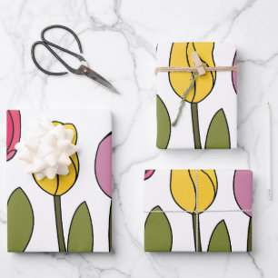 Tulp Kleurrijke Bloemen Tulp Inpakpapier Vel