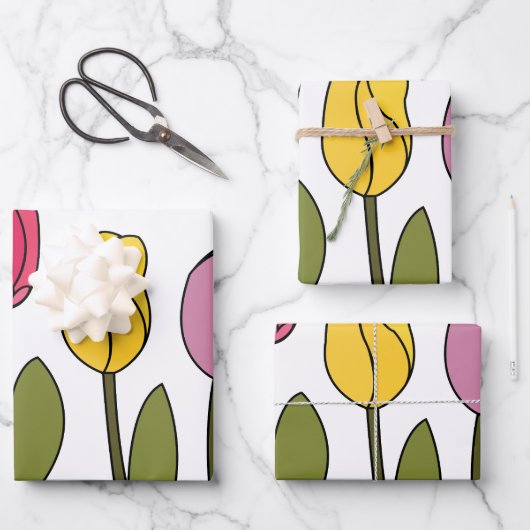 Tulp Kleurrijke Bloemen Tulp Inpakpapier Vel (Voorkant)