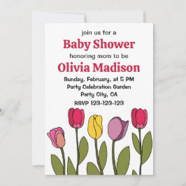 Tulp Kleurrijke Bloementulp Baby shower Kaart