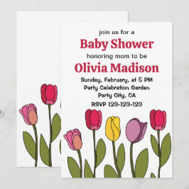 Tulp Kleurrijke Bloementulp Baby shower Kaart