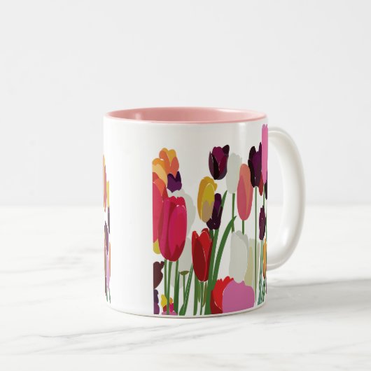 Tulp Kleurrijke Bloemtulp Bloemtulp Tweekleurige Koffiemok (Voorkant rechts)