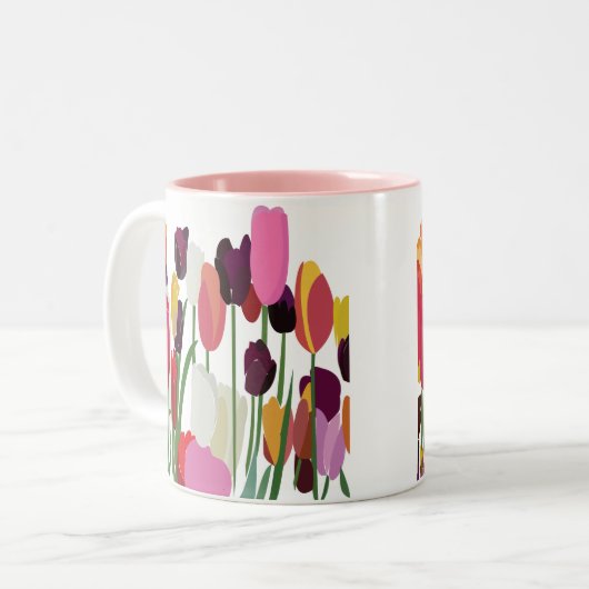 Tulp Kleurrijke Bloemtulp Bloemtulp Tweekleurige Koffiemok (Voorkant links)