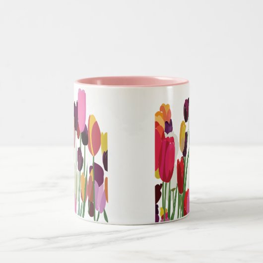 Tulp Kleurrijke Bloemtulp Bloemtulp Tweekleurige Koffiemok (Center)