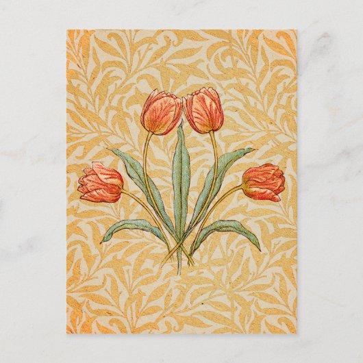 Tulp  koraal rustieke grillige wervelingen briefkaart (Voorkant)
