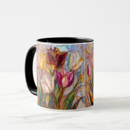 Tulp Kunst in Glas-in-Loodstijl Sieraden- Florale Mok