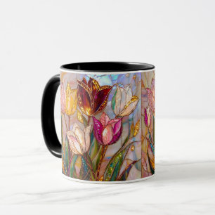 Tulp Kunst in Glas-in-Loodstijl Sieraden- Florale  Mok