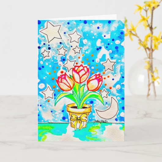 Tulp Kunst Kaart (Gele Bloem)