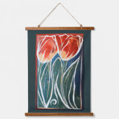 Tulp Kunstblauw en rode tulpen Hangend Wandkleed (Voorkant)