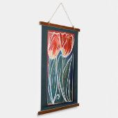 Tulp Kunstblauw en rode tulpen Hangend Wandkleed (Gebogen)