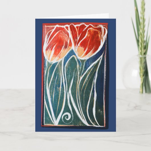 Tulp Kunstblauw en rode tulpen Kaart (Voorkant)