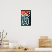 Tulp Kunstblauw en rode tulpen Poster (Keuken)