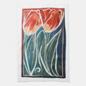 Tulp Kunstblauw en rode tulpen Theedoek (Verticaal)