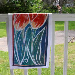 Tulp Kunstblauw en rode tulpen Theedoek