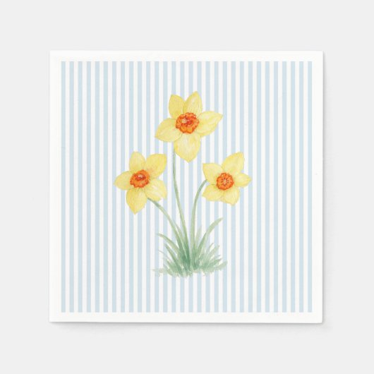 Tulp Lentebloem Op Maat Bruiloft Blauwe Streep Servet (Voorkant)