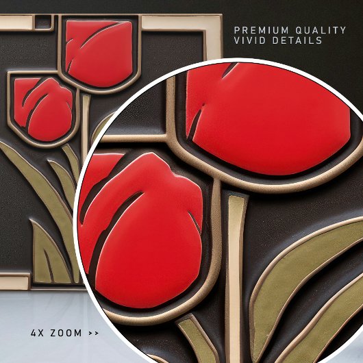 Tulp Liefde Abstracte Rode Bloemen Midden-eeuws De Tegeltje