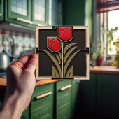 Tulp Liefde Abstracte Rode Bloemen Midden-eeuws De Tegeltje