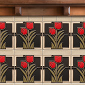 Tulp Liefde Abstracte Rode Bloemen Midden-eeuws De Tegeltje