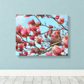 Tulp Magnolia boom met Birdsnest op Canvas (Insitu (Houten vloer))