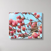 Tulp Magnolia boom met Birdsnest op Canvas (Voorkant)