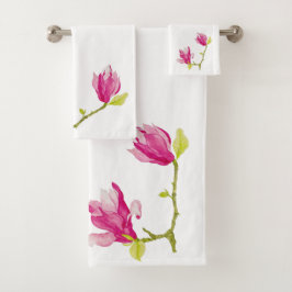 Tulp Magnolia's op een Badkamer Handdoek Set