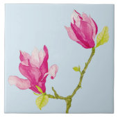 Tulp Magnolia's op een keramische Tegel (2) Tegeltje (Voorkant)