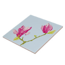 Tulp Magnolia's op een keramische Tegel (2)