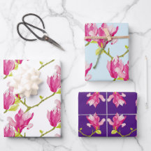 Tulp Magnolia's op een wikkelpapier Set