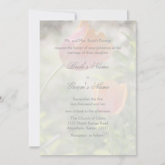 Tulp met Verse Wedding Kaart (Voorkant)