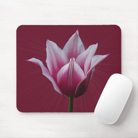Tulp met zonnestraal ~ mousepad muismat (Met muis)