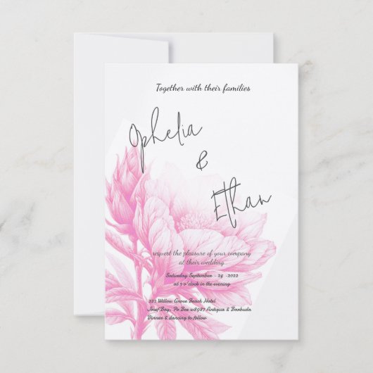 Tulp Minimalistisch blush roze Uitnodiging (Voorkant)