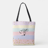 *~* Tulp Monogram Doodle Gold Glitter Pastel Tote Bag (Achterkant)