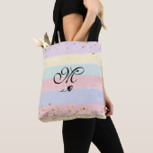 *~* Tulp Monogram Doodle Gold Glitter Pastel Tote Bag (Dichtbij)