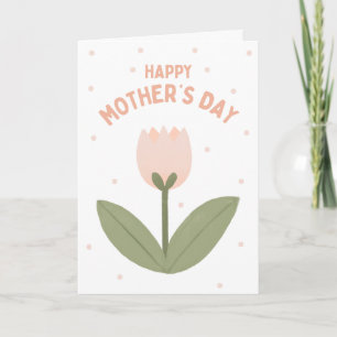 Tulp op gestippelde achtergrond Moederdag kaart