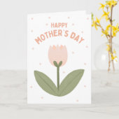 Tulp op gestippelde achtergrond Moederdag kaart (Gele Bloem)