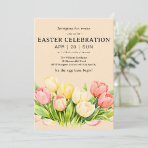 Tulp Pasen Feest Uitnodiging Plat Kaart