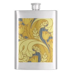 Tulp Patronenprint: Geel Blauw Art Nouveau Flacon