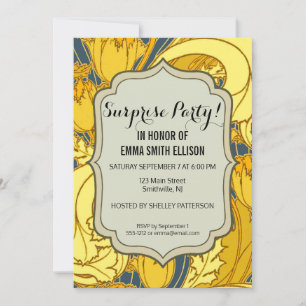 Tulp Patronenprint: Geel Blauw Art Nouveau Kaart